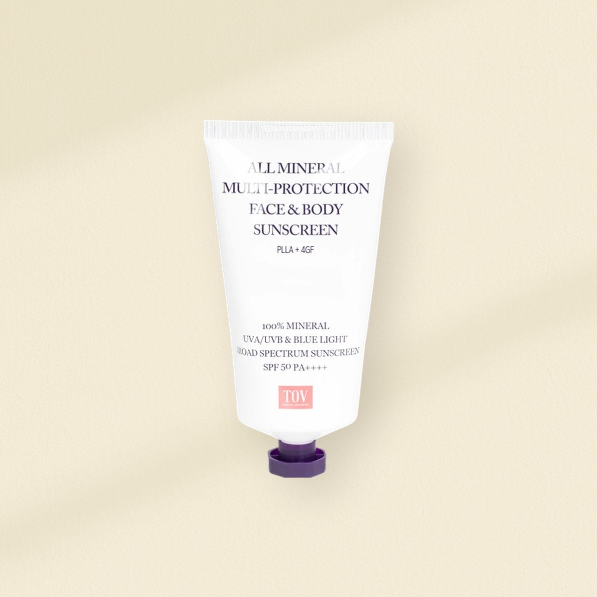 Sun care: HOP+ All Mineral Multi-Protection Face and Body Sunscreen SPF 50 on a warm plaster wall