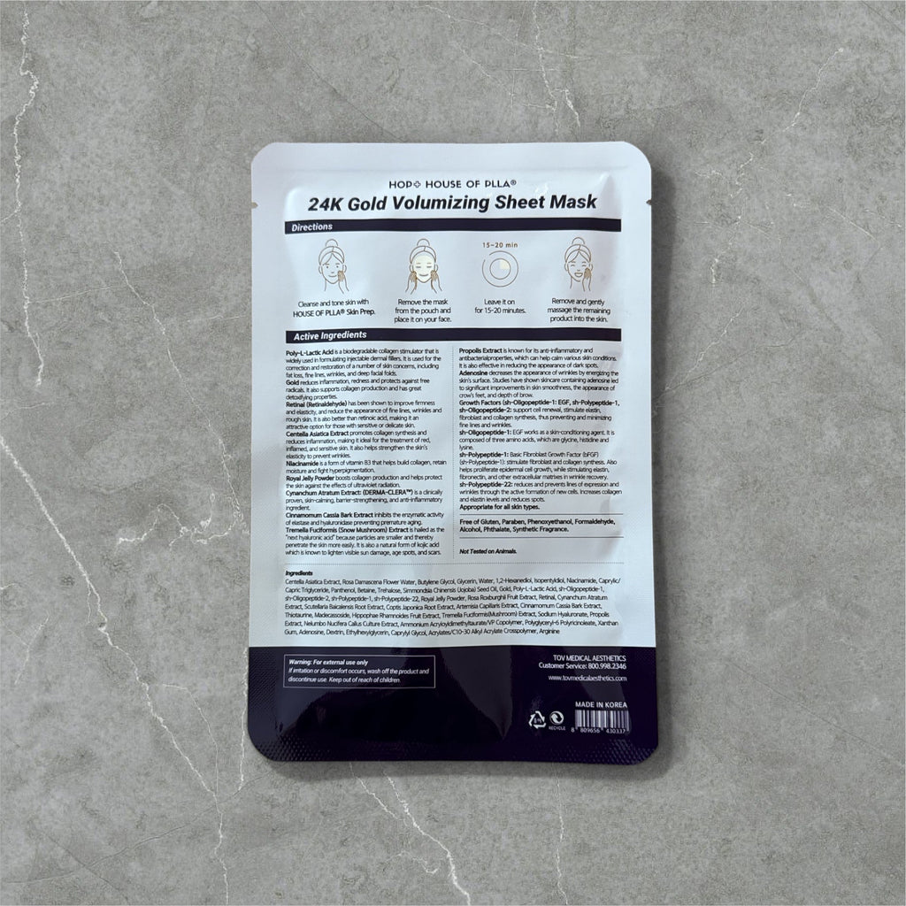 HOP+ 24k Gold Sheet Mask box of 5