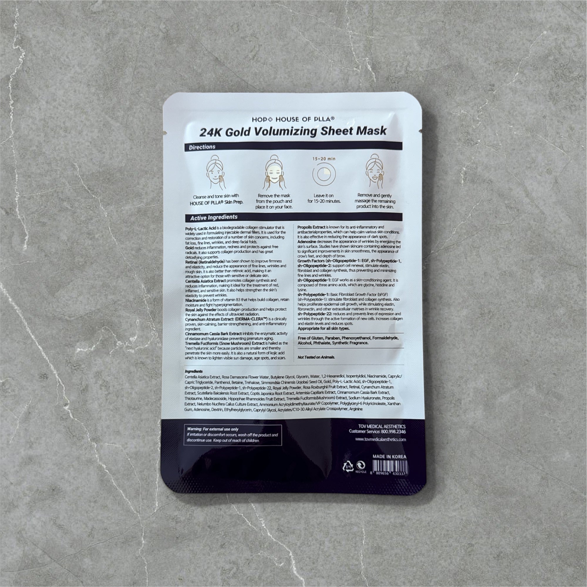 HOP+ 24k Gold Sheet Mask box of 5