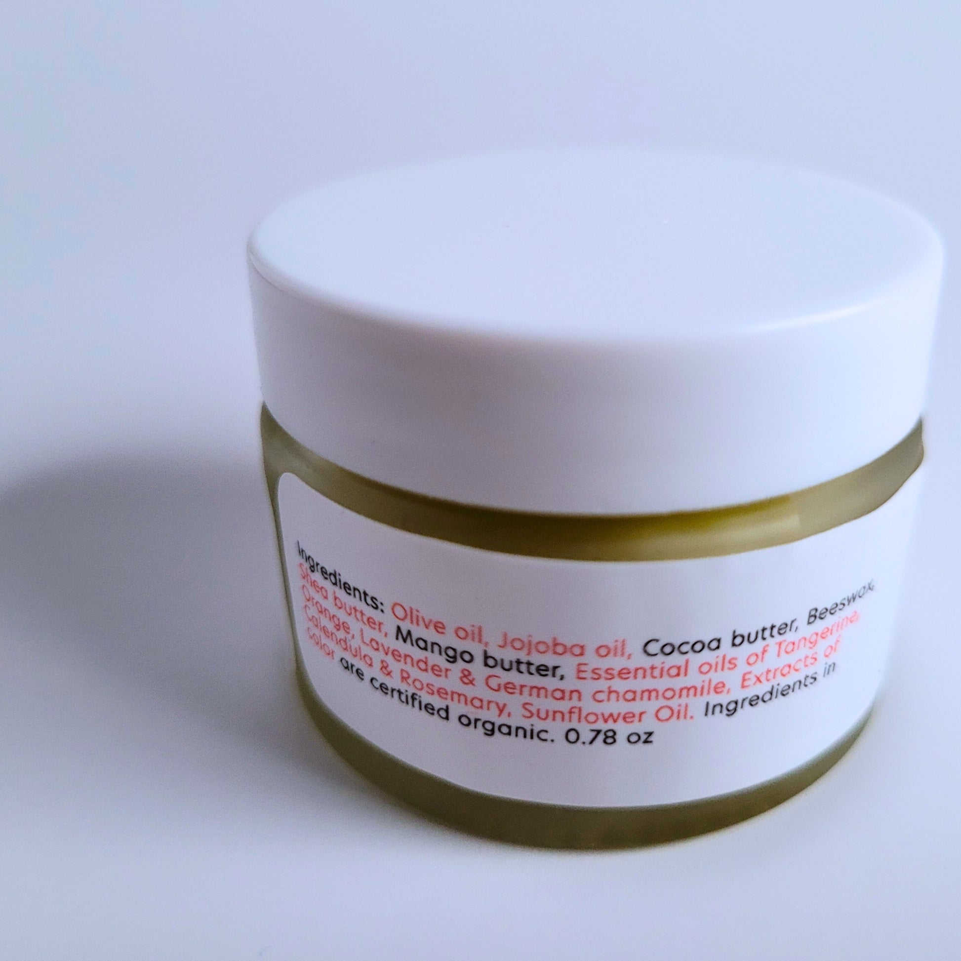 Beret Jane Miracle Salve ingredients label listing its natural, organic ingredients